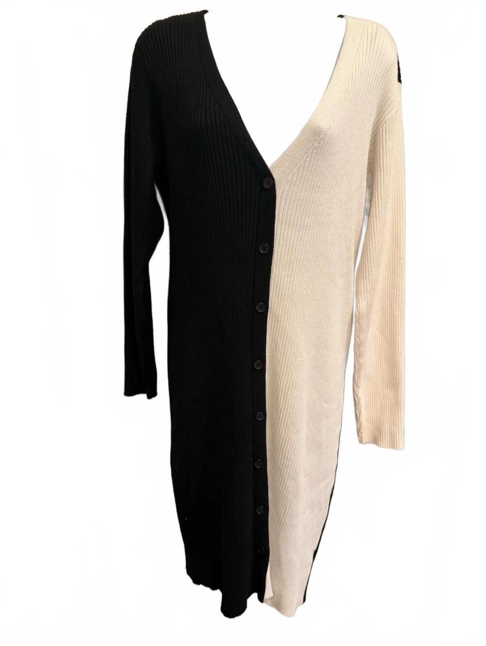 🖤 “Half & Half Heaven” Button-Up Knit Dress (or long Cardigan)